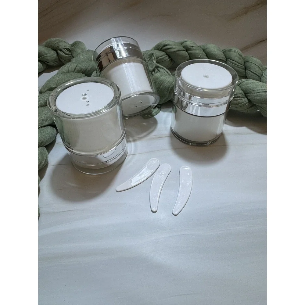 3 Pcs Pp Press Cream Jar Travel Face Lotion Pot‎ Cosmetic Vacuum Bottle 1.7 Oz